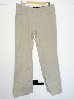 Nat Nast pants trousers 38 tan green striped lightweight wide leg cotton casual